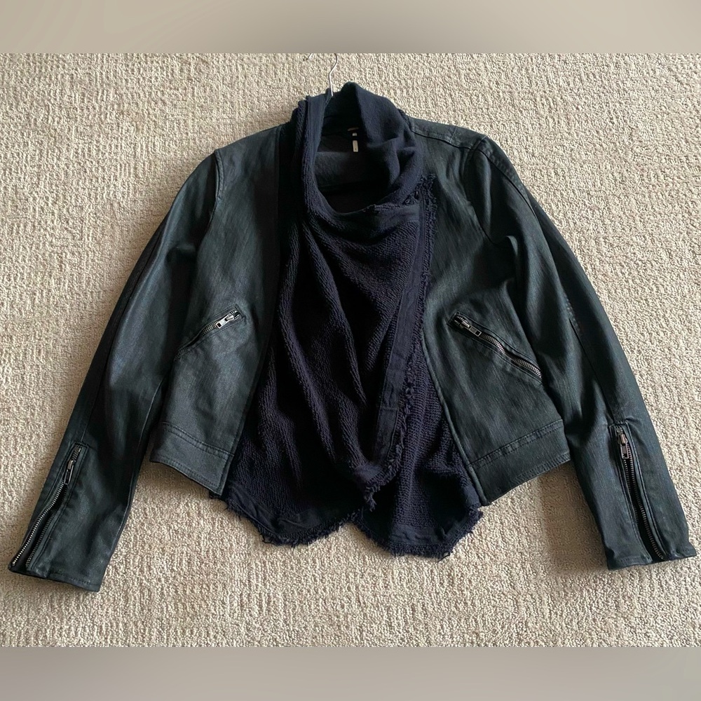Free People Black Moto Cardi Jacket